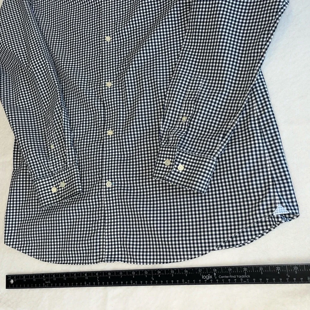 Banana Republic Shirt Men's XLT Blue Grant Fit Non Iron Check Long Sleeve
